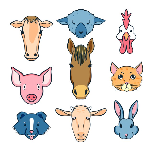 9款创意农场动物头像矢量素材16图库网精选