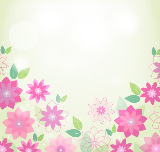 春季粉色花朵背景矢量素材16设计网