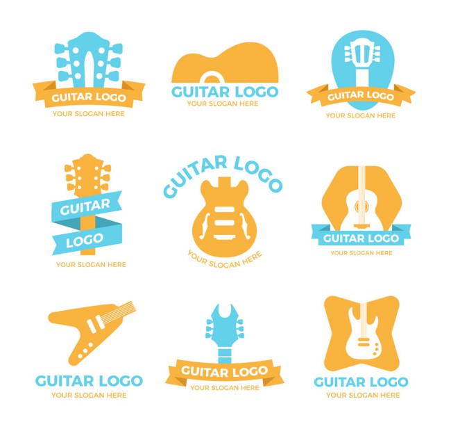 9款彩色吉他标志矢量图素材中国网精选