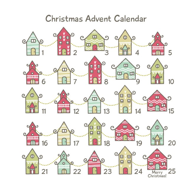 可爱房子圣诞月月历矢量图16图库网精选
