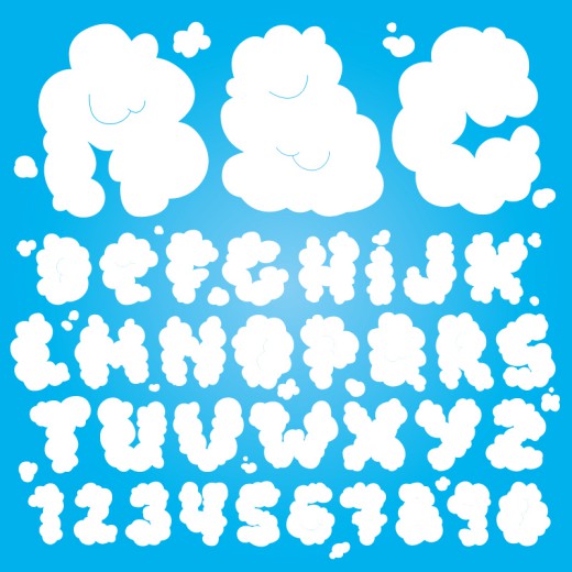 云朵字母设计矢量素材16图库网精选