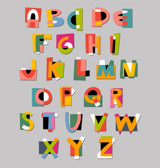 26个拼接字母设计矢量图普贤居素材网精选