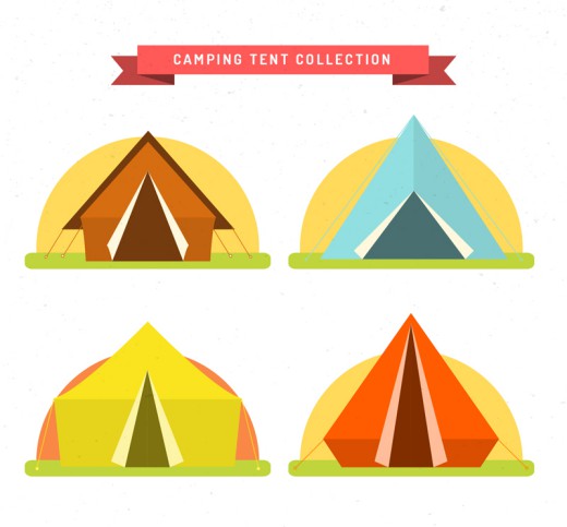 4款彩色夏季野营帐篷矢量素材16素材网精选