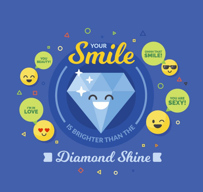 可爱笑脸钻石和表情圆脸矢量素材16图库网精选