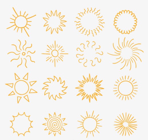 16款抽象太阳图标矢量图普贤居素材网精选