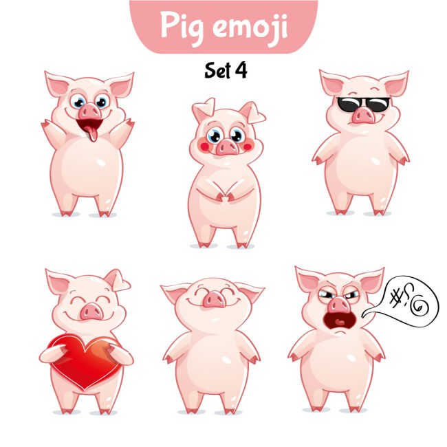6款可爱卡通猪表情矢量图素材中国网精选