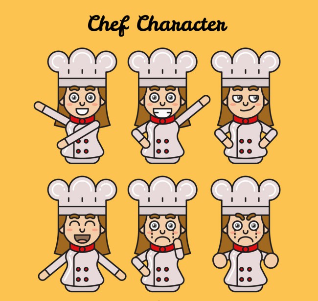 6款创意女厨师表情矢量素材16图库网精选