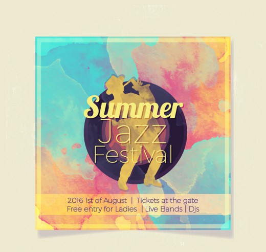 夏季爵士乐音乐节海报矢量素材16设计网精选