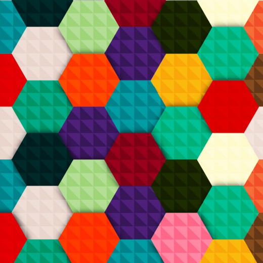 彩色六边形拼格背景矢量素材素材中
