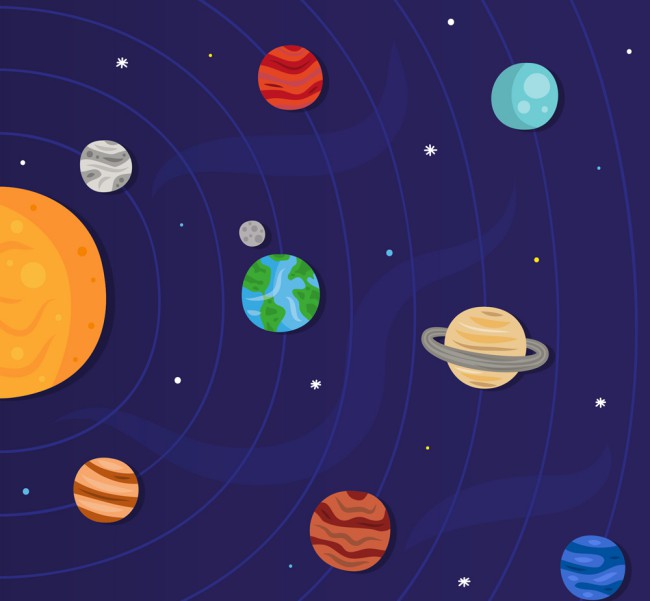 精致太阳系八大行星矢量素材普贤居素材网精选