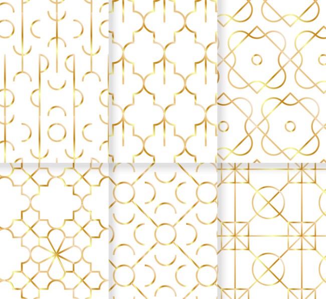 6款金色花纹无缝背景设计矢量素材16图库网精选