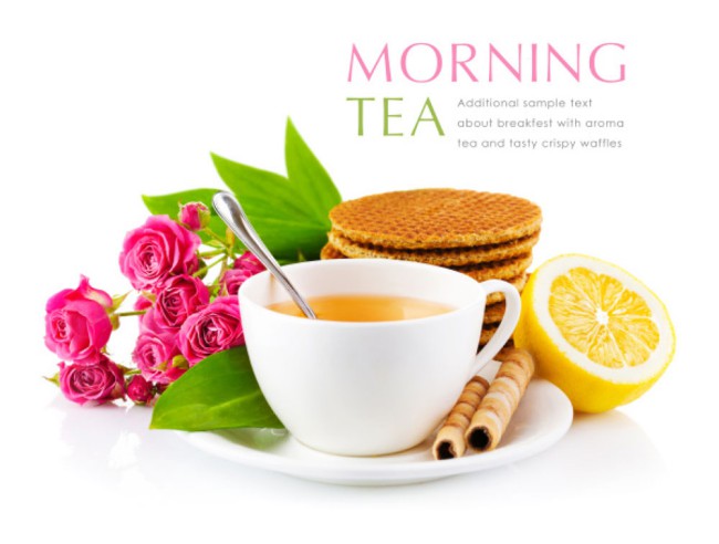 精美早茶和食物花卉矢量素材素材中国网精选