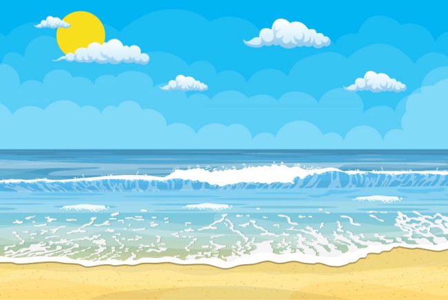 创意夏季大海沙滩风景矢量素材16图库网精选