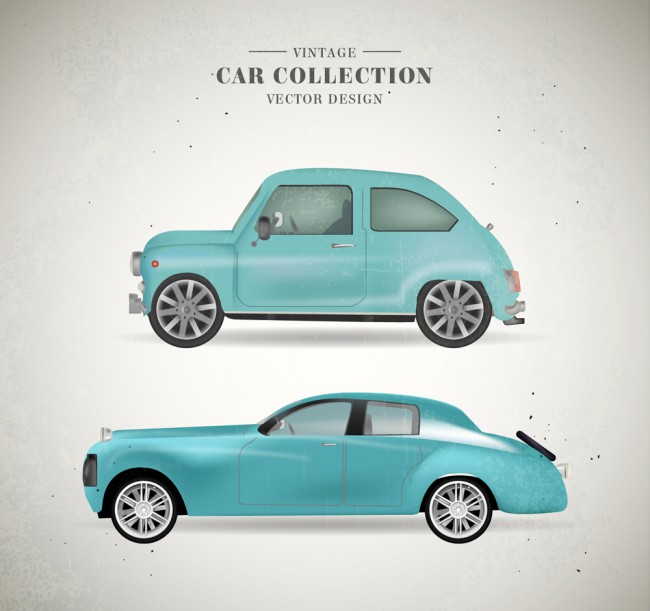 2款蓝色复古车辆设计矢量素材普贤居素材网精选