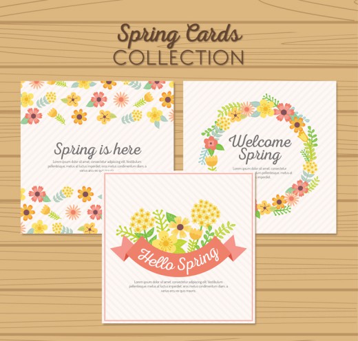 3款春季花卉卡片矢量素材16素材网