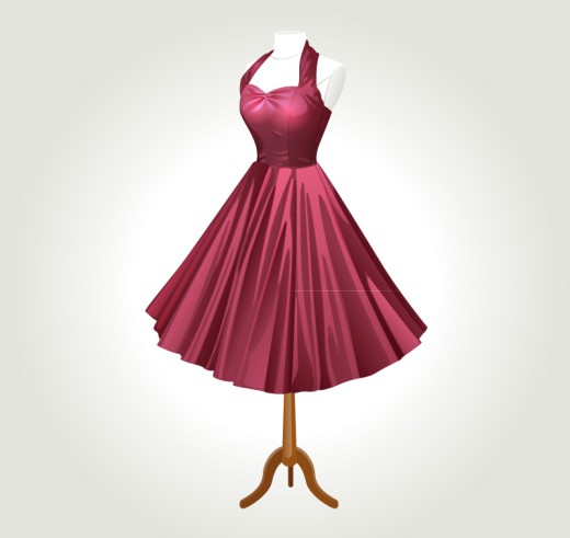 精美红色晚礼服矢量素材16设计网精选