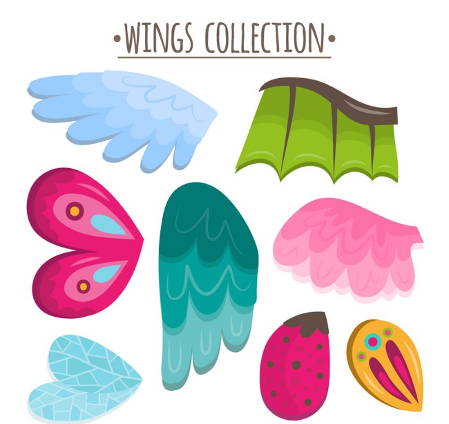 8款彩色动物翅膀矢量素材16图库网精选