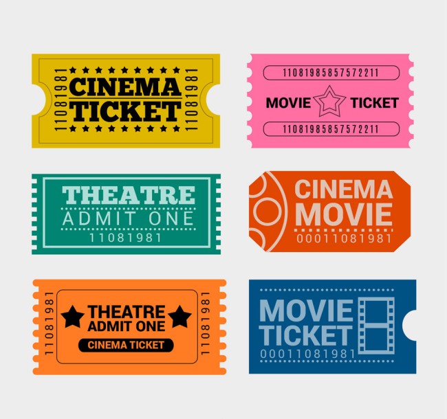 6款创意单人电影票设计矢量素材16素材网精选