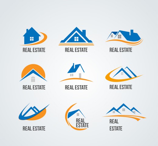 9款蓝色房地产标志矢量图素材中国网精选