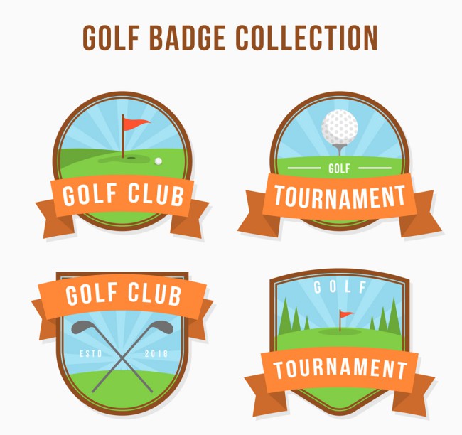 4款创意高尔夫俱乐部徽章矢量图素