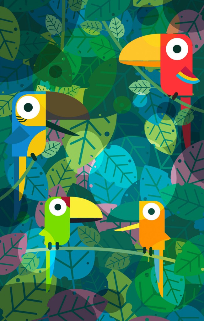 创意树林鹦鹉矢量素材16图库网精选