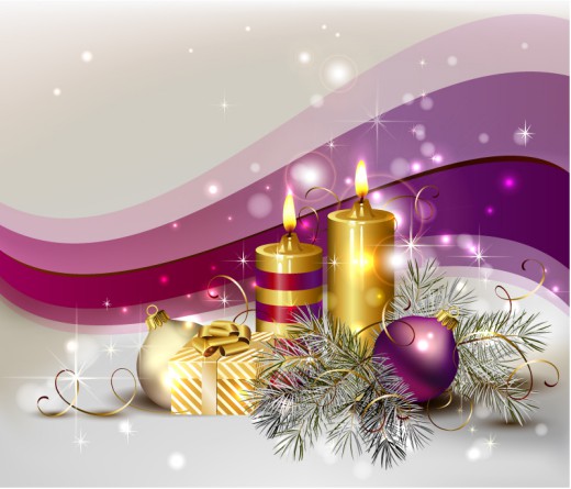 精美紫色圣诞贺卡矢量素材16素材网精选