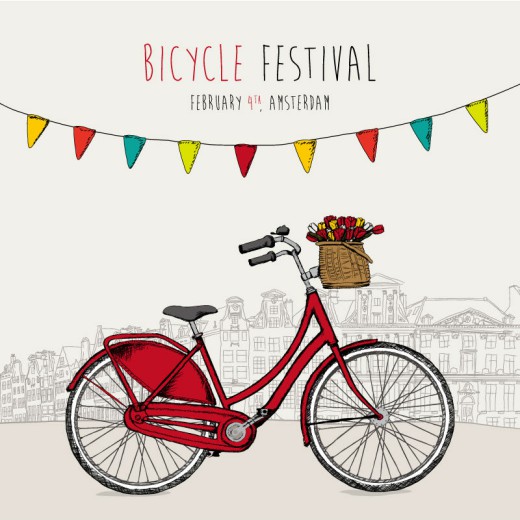 精美红色自行车插画矢量素材16设计网精选