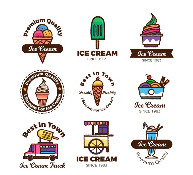9款精致冰淇淋标志矢量素材普贤居素材网精选