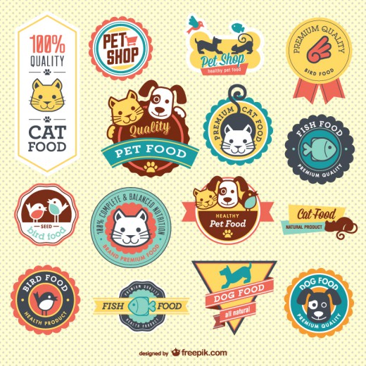 可爱宠物食品标签矢量素材16设计网
