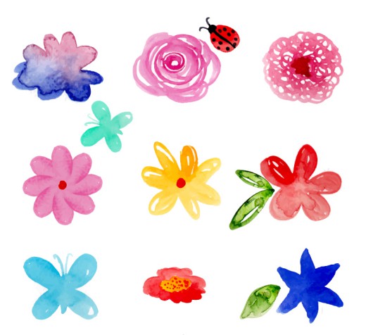 9款水彩绘花朵矢量素材16图库网精选