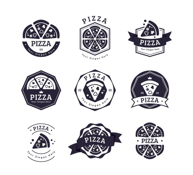 9款黑色披萨店标志矢量素材16图库网精选