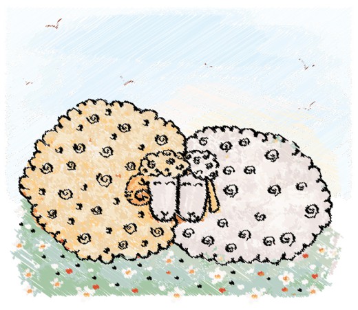 彩绘草地上的绵羊矢量素材16设计网精选