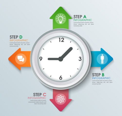 创意时钟商务信息图矢量素材16设计网精选