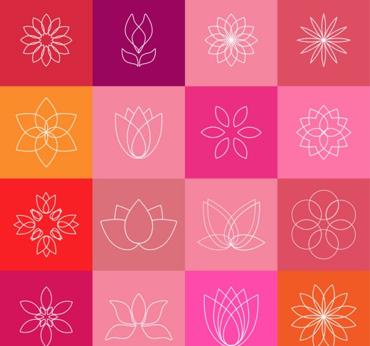 16款抽象线条花卉图标矢量素材16素材网精选