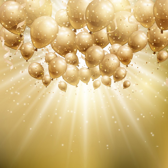 金色节日气球和光晕矢量素材素材中国网精选