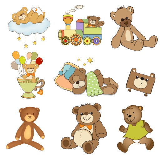 9款卡通泰迪熊玩偶矢量素材素材中国网精选