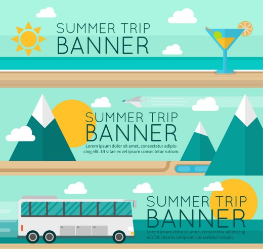 3款创意夏季旅行banner矢量素材16图库网精选
