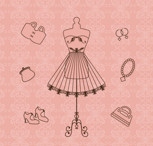 7款粉色女子服饰与配饰矢量图16设计网精选
