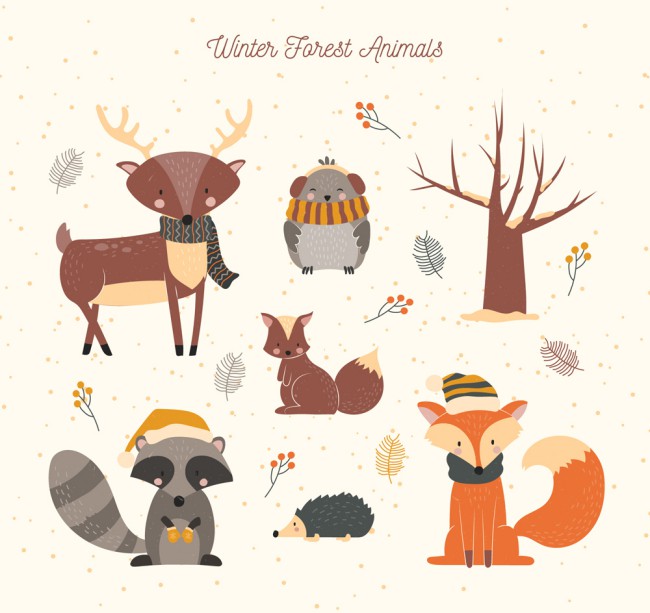 6款创意冬季森林动物矢量素材16图库网精选