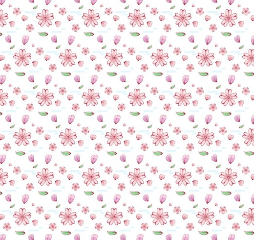 彩绘樱花花朵无缝背景矢量图16设计网精选