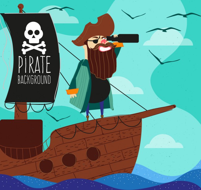 创意大海上的海盗船长矢量素材素材中国网精选