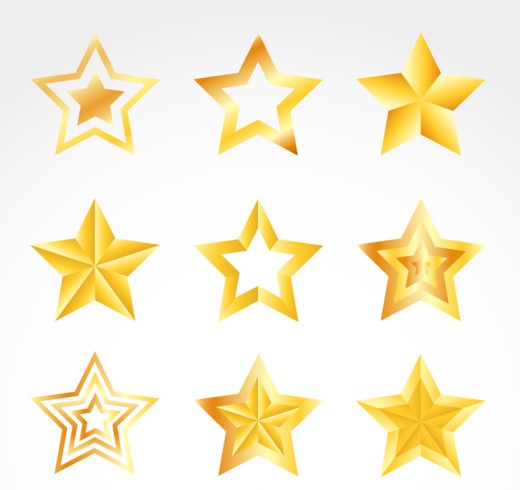 9款黄色星星图标矢量素材16设计网精选