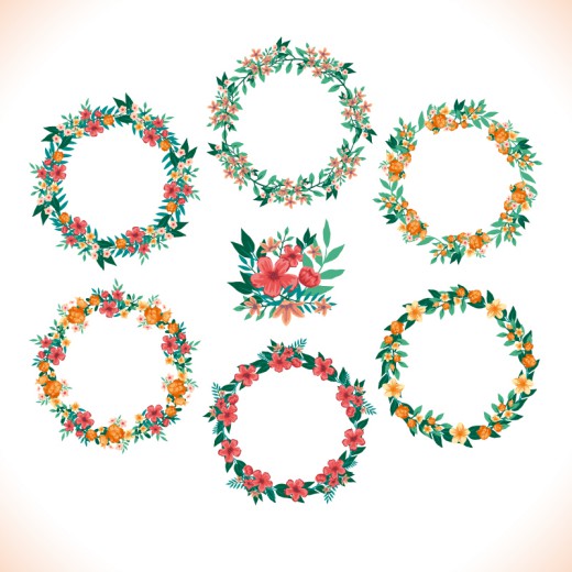 6款水彩花环设计矢量图素材中国网