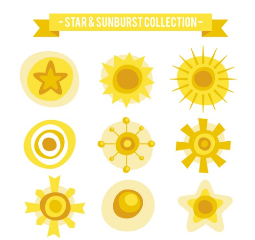 9款黄色太阳和星星矢量素材16设计网精选