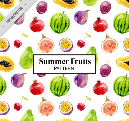 彩色夏季水果无缝背景矢量图16设计网精选
