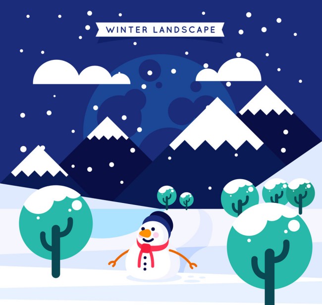 创意冬季雪地风景矢量素材16图库网精选