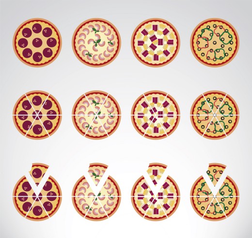 12款彩色披萨矢量素材普贤居素材网精选