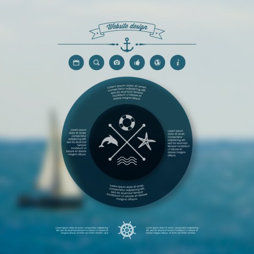 模糊海洋帆船背景矢量素材16设计网