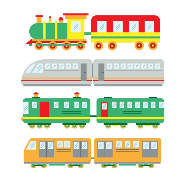 4款彩色火车设计矢量素材16图库网
