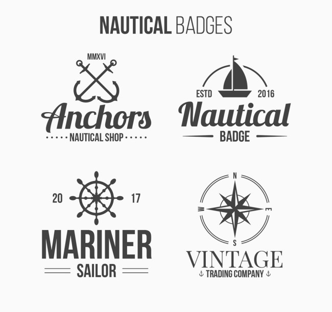 4款复古航海徽章矢量素材16设计网
